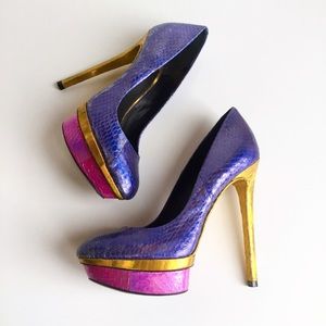 💔SOLD💔Brian Atwood metallic snakeskin ‘Fontanne’